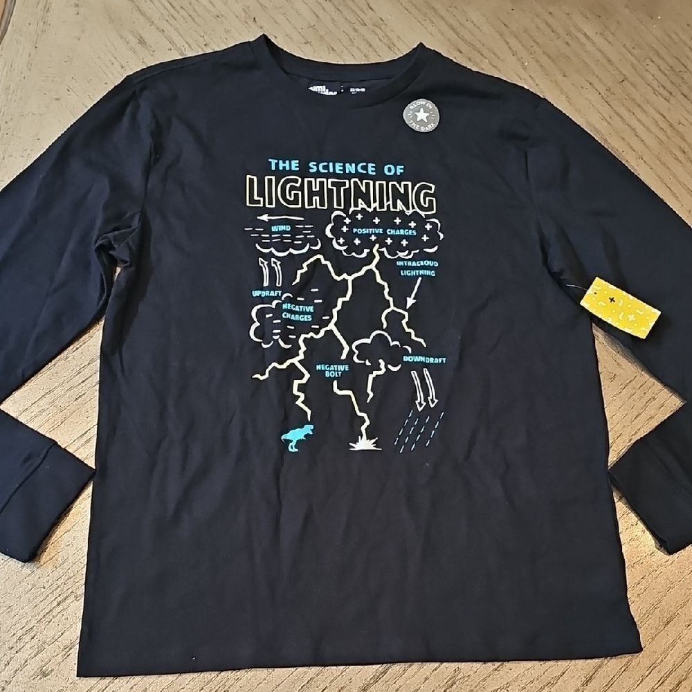 Black Long Sleeve Science of Lightning Shirt Size XL NWT Rumi+Ryder